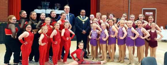 Angels Dancers with the Mayor, Cllr Mocky Khan and MP David Johnston